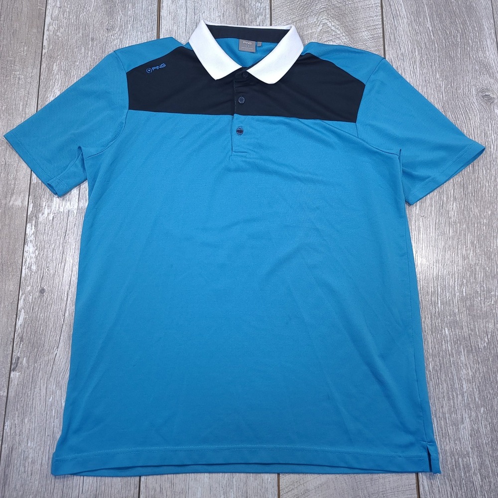 PING Golf Polo Shirt Mens Large Blue Sensorcool Short Sleeve Colorblock Top